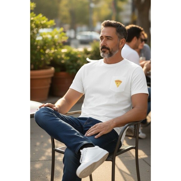 Barstool Sports One Bite Everybody Knows The Rule Pizza Medium Pocket Tee Shirt - Picture 1 of 5